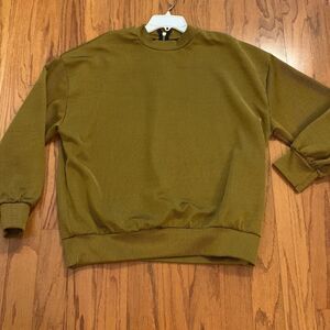 Zara TRAFALUC Size Large pull over mock turtleneck black/gold texture top